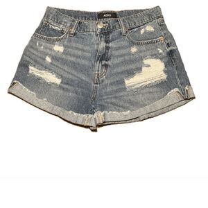 Women's Aero Mom Shorts Distressed Raw Cuff 8